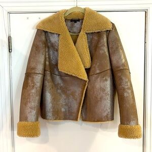 Silver Shimmery Faux Suede & Sherpa jacket, size L